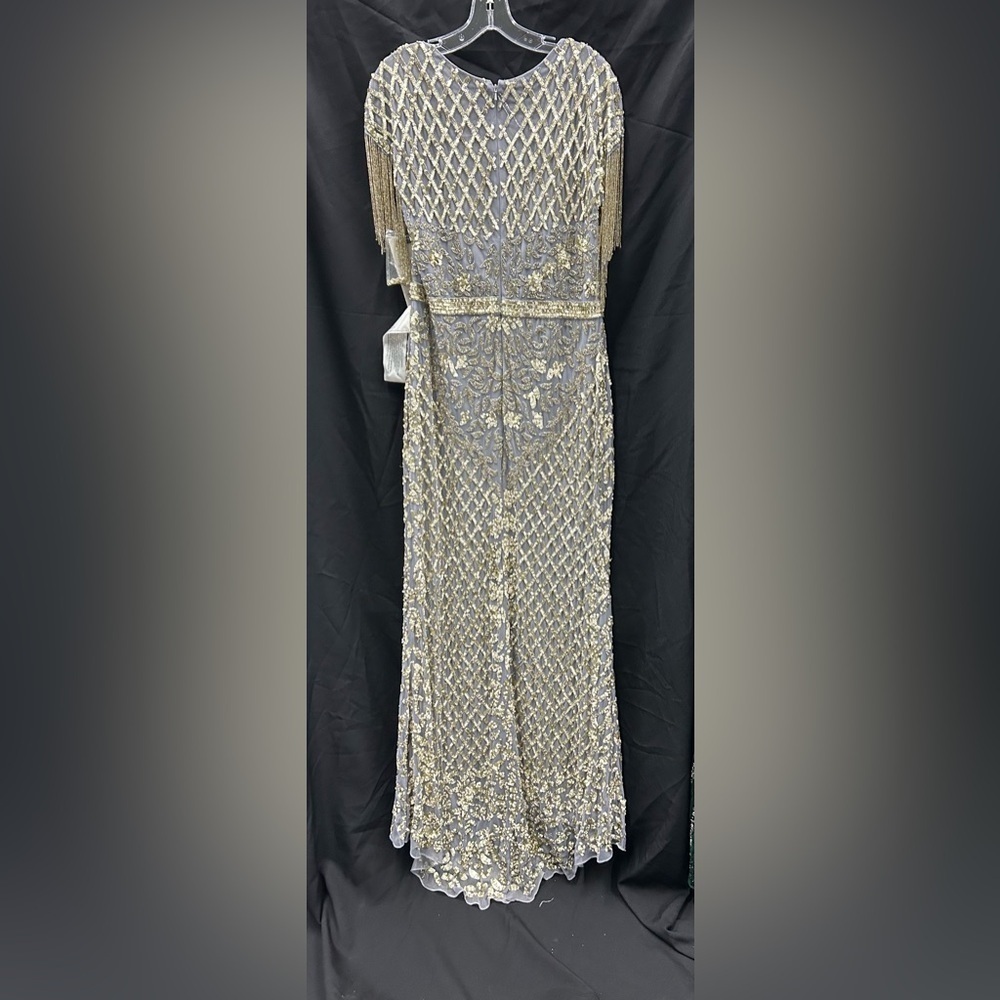 Mac Duggal 4908 NWT Lattice Sequined Column Long Gown - Picture 6 of 13